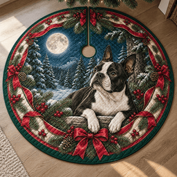 Boston Terrier Quilted Christmas Tree Skirt TREEK101
