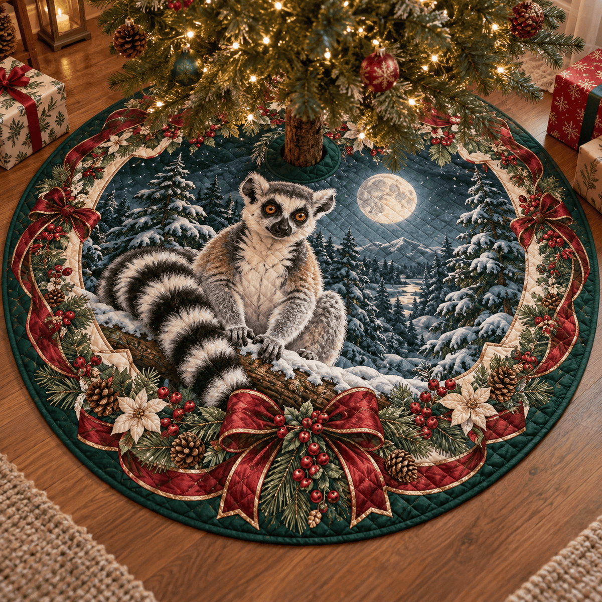 Lemur Quilted Christmas Tree Skirt TREEK101