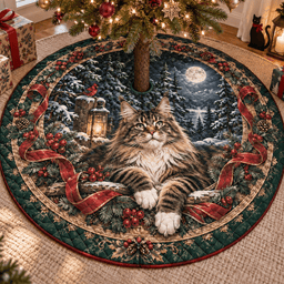 Maine Coon Cat Quilted Christmas Tree Skirt TREEK101