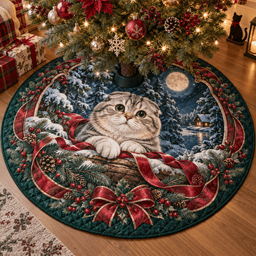 Scottish Fold Cat Quilted Christmas Tree Skirt TREEK101