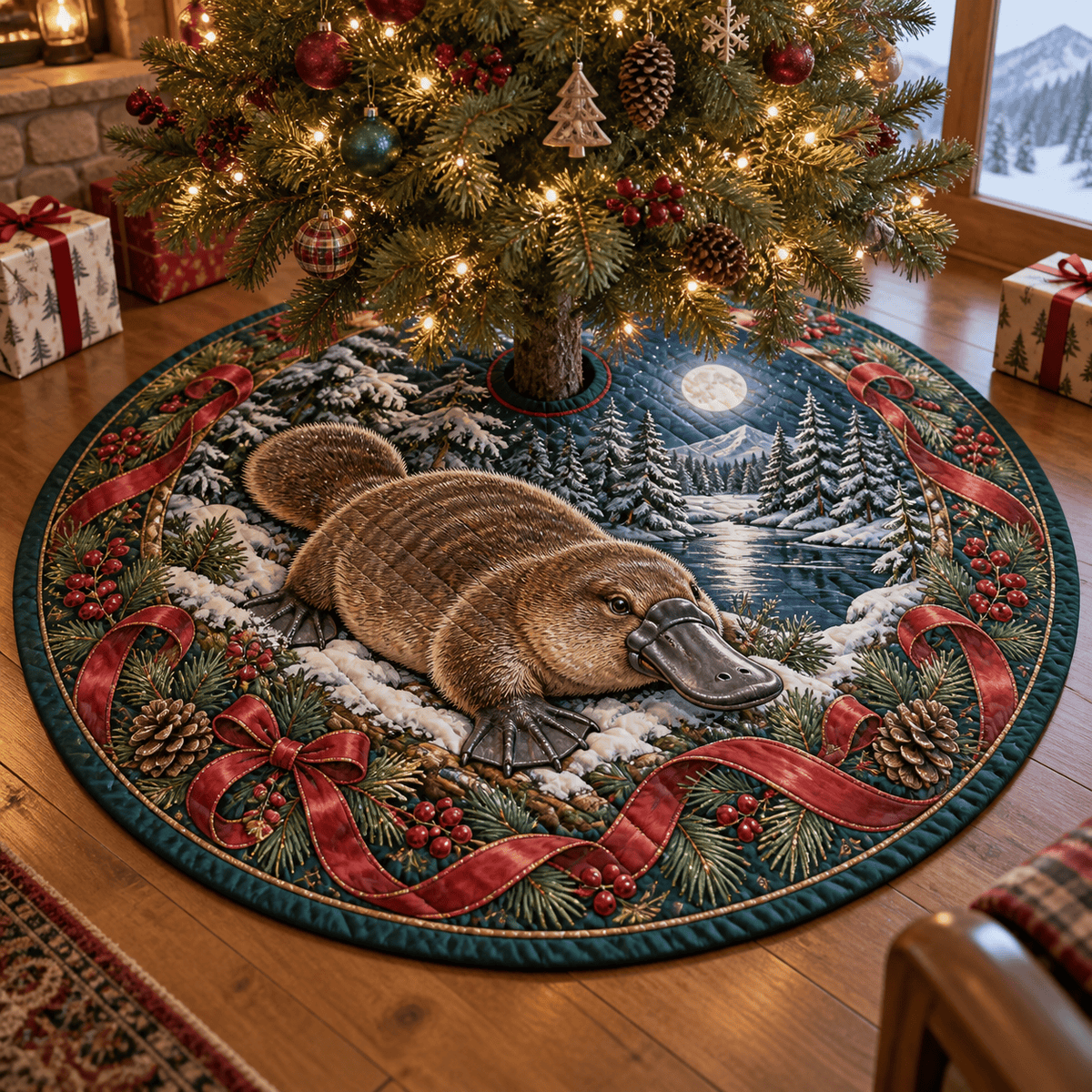 Platypus Quilted Christmas Tree Skirt TREEK101