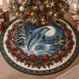 Dolphin Quilted Christmas Tree Skirt TREEK101