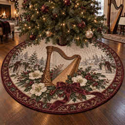 Holiday Harp Quilted Christmas Tree Skirt TREEK101