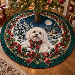 Maltese Quilted Christmas Tree Skirt TREEK101