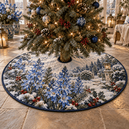 Winter Camassia Quilted Christmas Tree Skirt TREEK101
