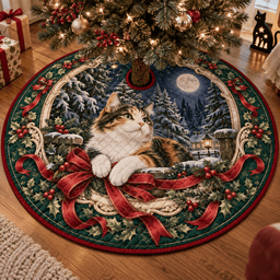 Calico Cat Quilted Christmas Tree Skirt TREEK101
