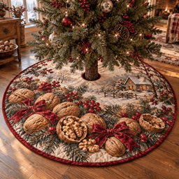 Holiday Walnut Quilted Christmas Tree Skirt TREEK101