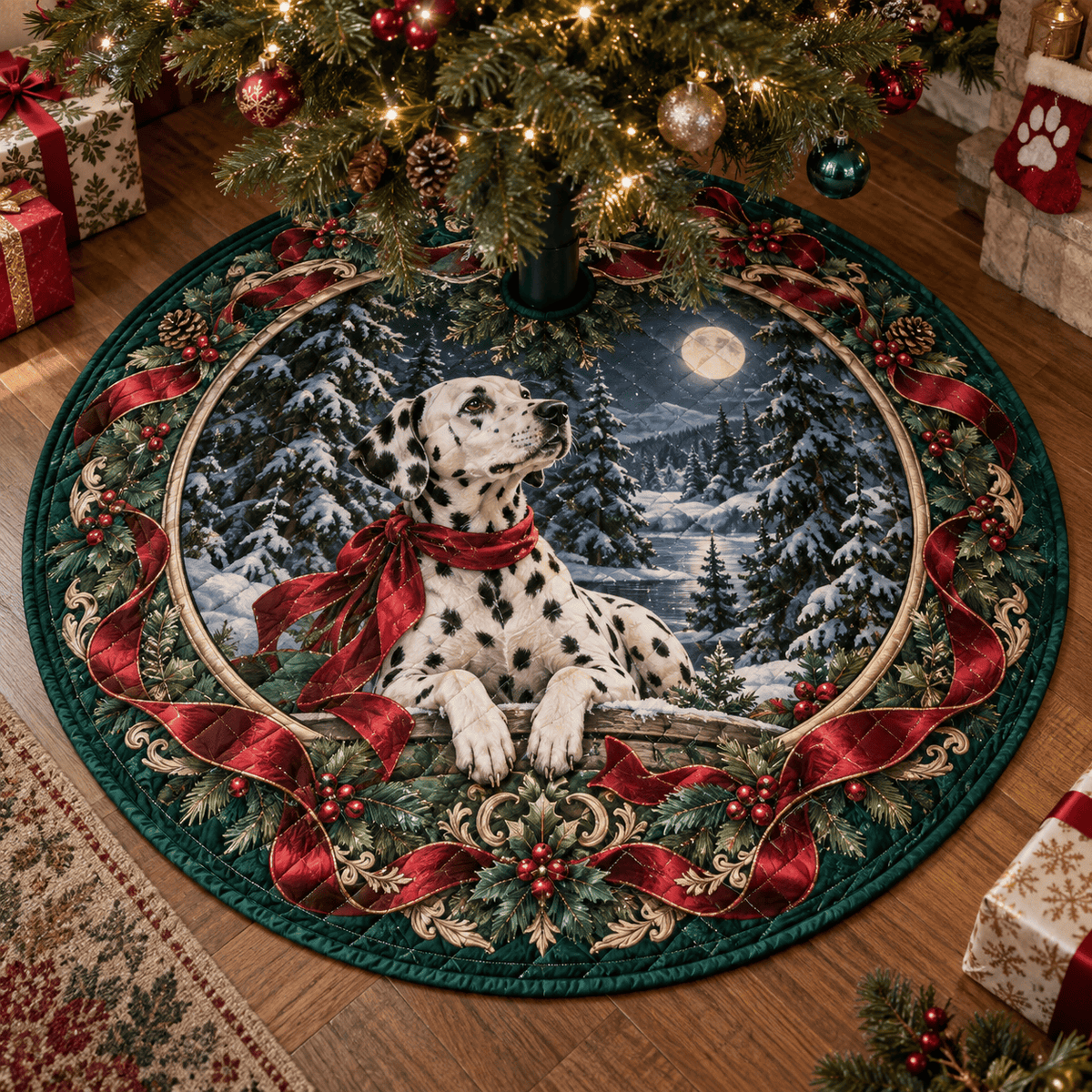 Dalmatian Quilted Christmas Tree Skirt TREEK101