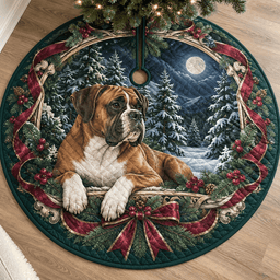 Boxer Dog Quilted Christmas Tree Skirt TREEK101