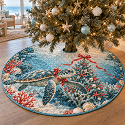 Winter Sea Turtle Quilted Christmas Tree Skirt TREEK101