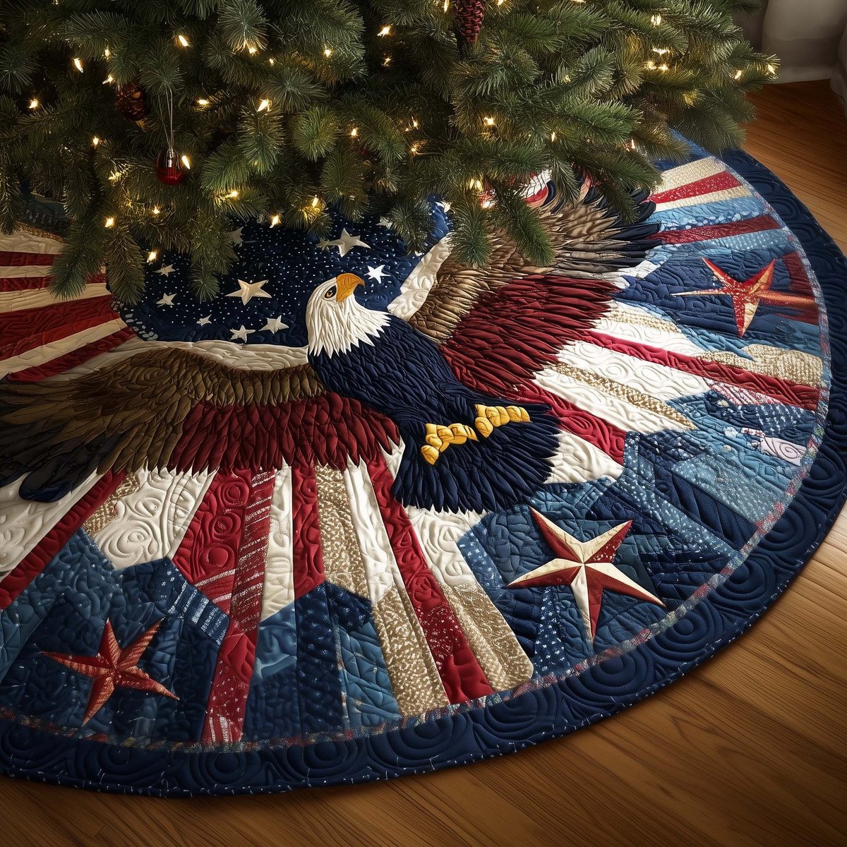 Eagle with Stars and Stripes Christmas Tree Skirt - Made to Order TREEK101