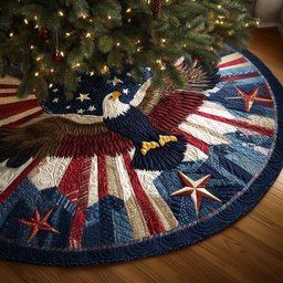 Eagle with Stars and Stripes Christmas Tree Skirt - Made to Order TREEK101