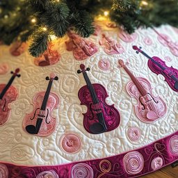 Berry Violins on Blush Pink Christmas Tree Skirt - Made to Order TREEK101
