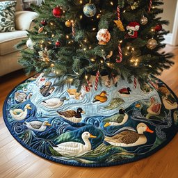 Ducks on the Blue Water Christmas Tree Skirt - Made to Order TREEK101