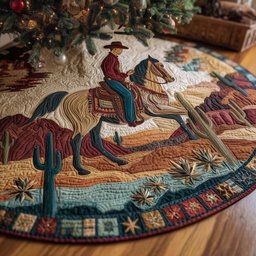 Cowboy Riding Through the Desert Christmas Tree Skirt - Made to Order TREEK101