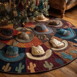Cowboy Hats in Warm Earth Tones Christmas Tree Skirt - Made to Order TREEK101