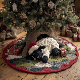 Sheep with a Black Lamb Christmas Tree Skirt - Made to Order TREEK101
