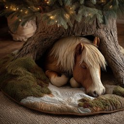 Palomino Horse on Green Moss Christmas Tree Skirt - Made to Order TREEK101