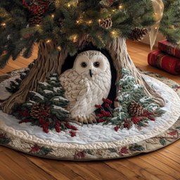 White Owl in the Berry Hollow Christmas Tree Skirt - Made to Order TREEK101