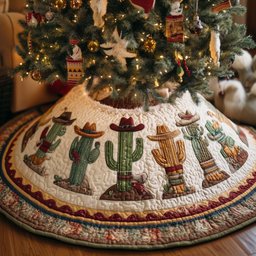 Cacti Wearing Cowboy Hats Christmas Tree Skirt - Made to Order TREEK101