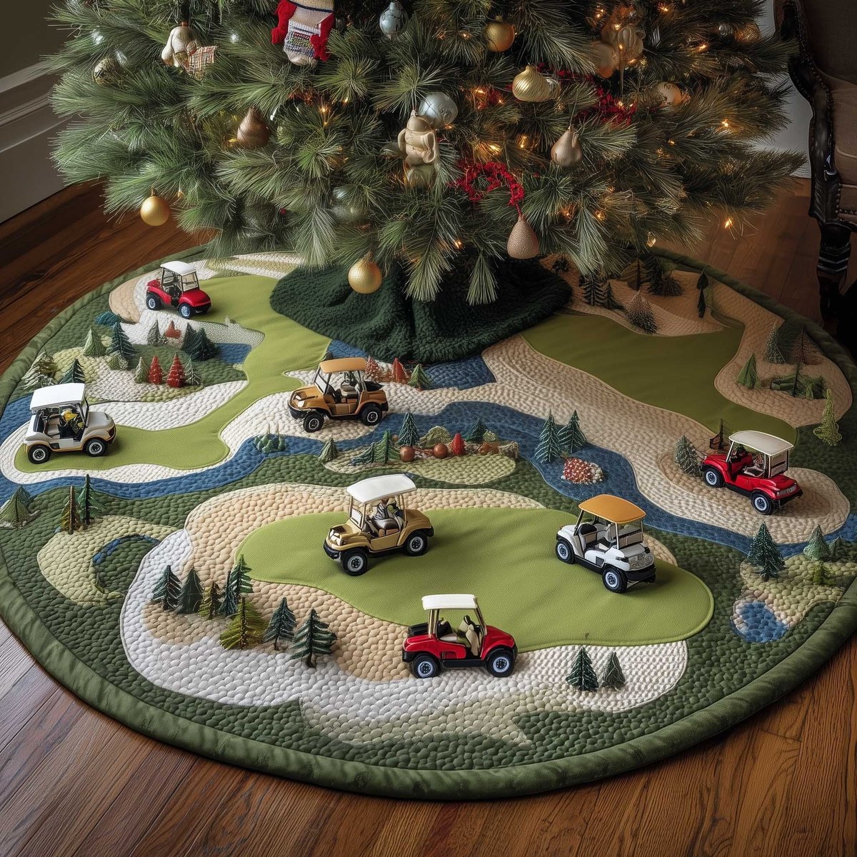 Golf Course with Sand Traps Christmas Tree Skirt - Made to Order TREEK101