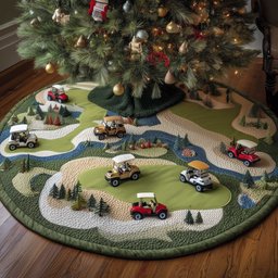 Golf Course with Sand Traps Christmas Tree Skirt - Made to Order TREEK101