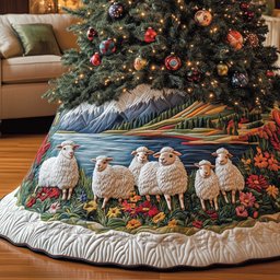 Sheep by the Mountain Lake Christmas Tree Skirt - Made to Order TREEK101