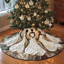 Two Women in Ivory Gowns Christmas Tree Skirt - Made to Order TREEK101