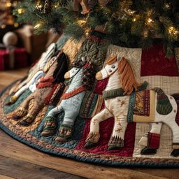 Rag Dolls on Patchwork Blocks Christmas Tree Skirt - Made to Order TREEK101