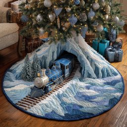 Steam Train on the Blue Mountain Christmas Tree Skirt - Made to Order TREEK101