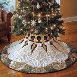 Women in Flowing White Gowns Christmas Tree Skirt - Made to Order TREEK101
