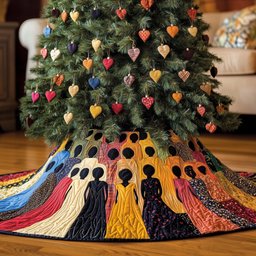 Women in Gowns Under Heart Ornaments Christmas Tree Skirt - Made to Order TREEK101