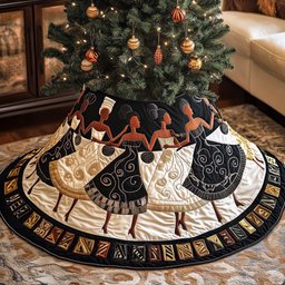 Dancing Women in Black and White Christmas Tree Skirt - Made to Order TREEK101