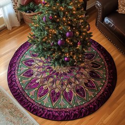 Purple and Magenta Feather Wheel Christmas Tree Skirt - Made to Order TREEK101