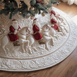 White Horses in Red Coats Christmas Tree Skirt - Made to Order TREEK101