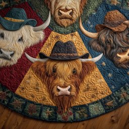Highland Cow in a Blue Hat Christmas Tree Skirt - Made to Order TREEK101
