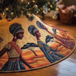 African Women at Sunset with Acacia Christmas Tree Skirt - Made to Order TREEK101