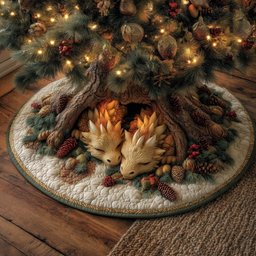 Two Foxes Sleeping in a Log Christmas Tree Skirt - Made to Order TREEK101