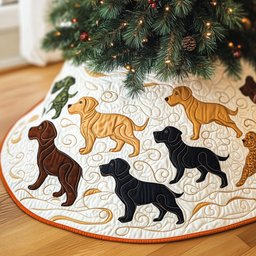 Chocolate and Black Labradors on Ivory Christmas Tree Skirt - Made to Order TREEK101