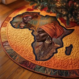 Africa Map with Woman Profile Christmas Tree Skirt - Made to Order TREEK101