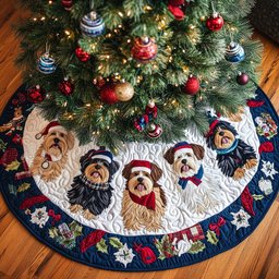 Yorkshire Holiday Joy Christmas Tree Skirt - Made to Order TREEK101