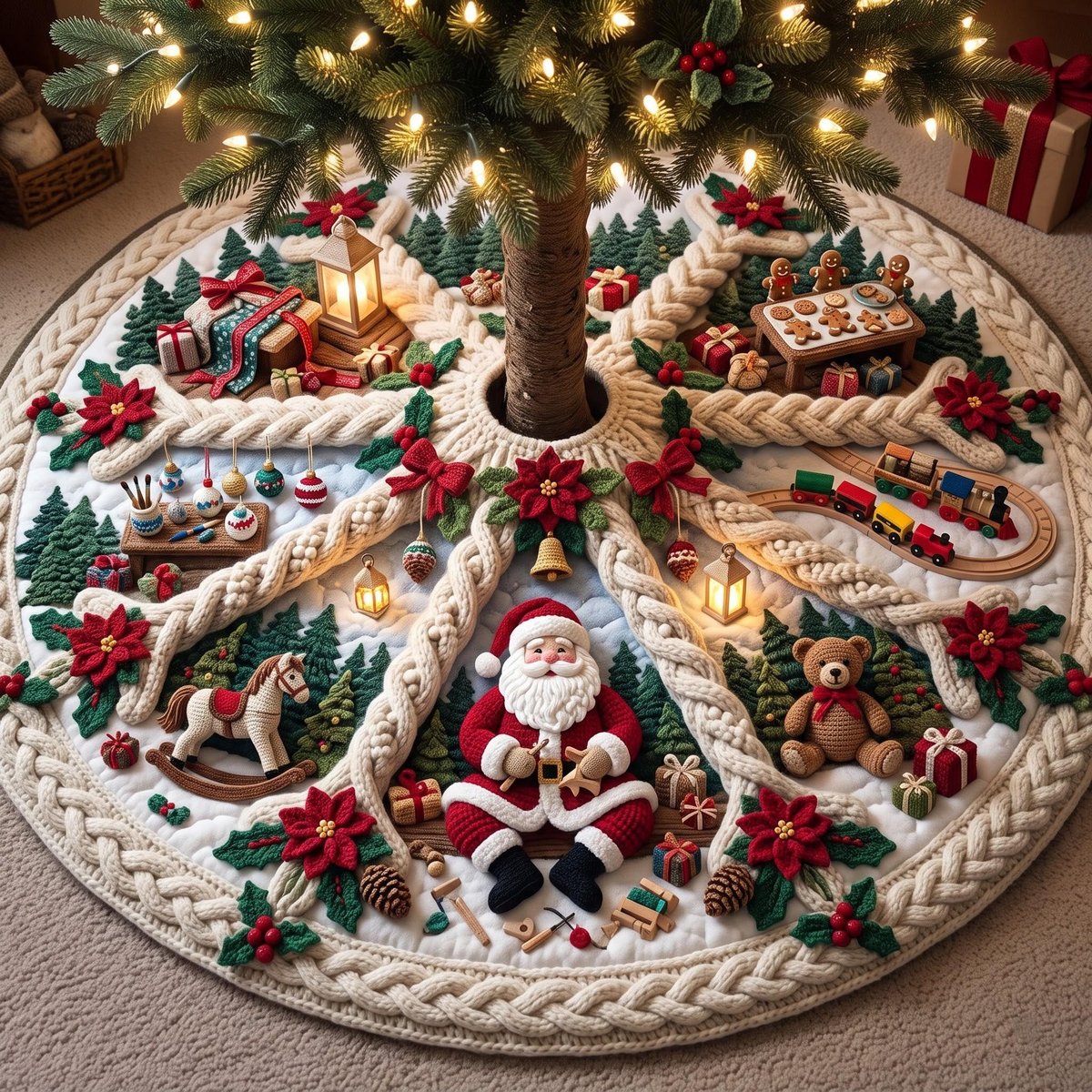 Village Spiral Christmas Tree Skirt - Made to Order TREEK101