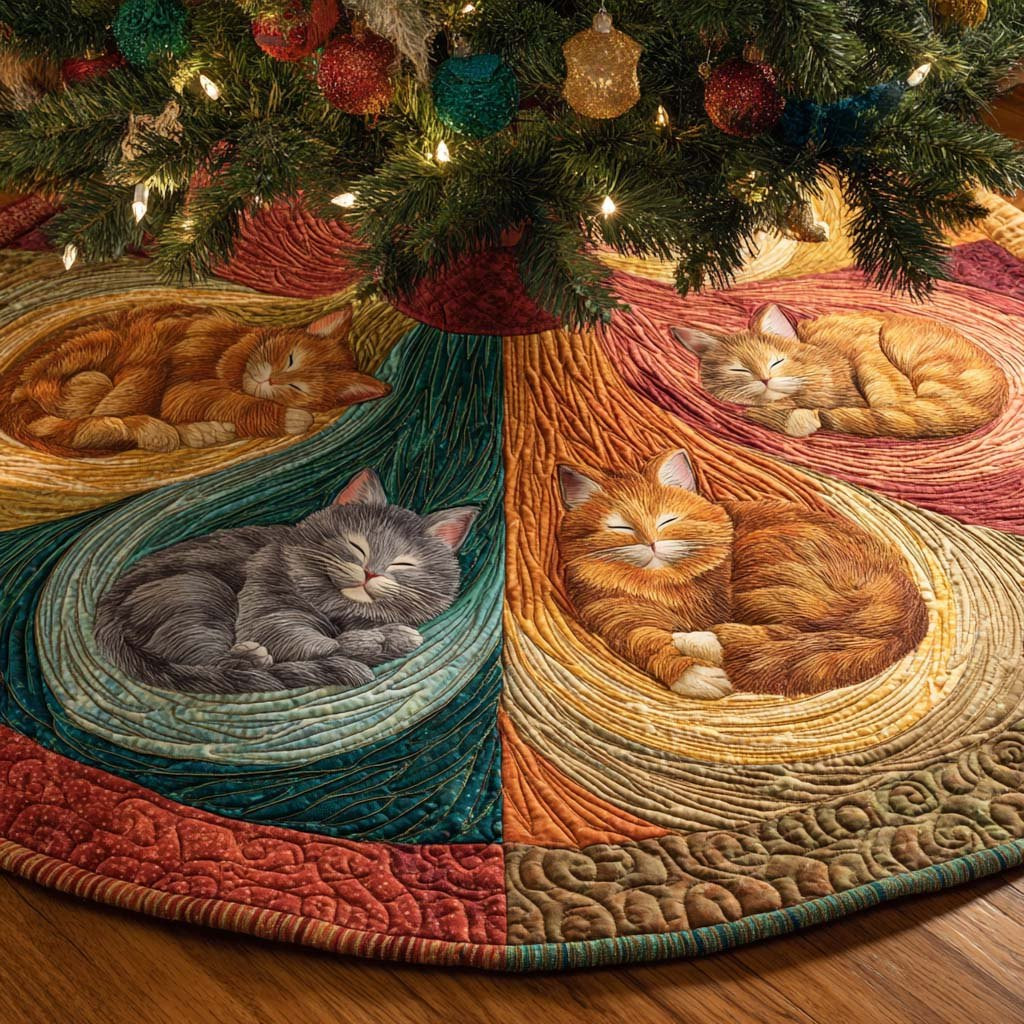 Sleepy Tails Christmas Tree Skirt - Made to Order TREEK101