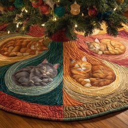 Sleepy Tails Christmas Tree Skirt - Made to Order TREEK101