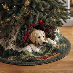Hiding Golden Christmas Tree Skirt - Made to Order TREEK101