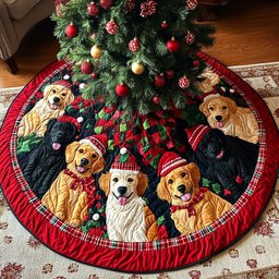 Merry Goldens Chritstmas Christmas Tree Skirt - Made to Order TREEK101