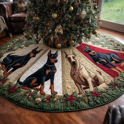 Dobermans on the Ivory Wedge Ring Christmas Tree Skirt - Made to Order TREEK101