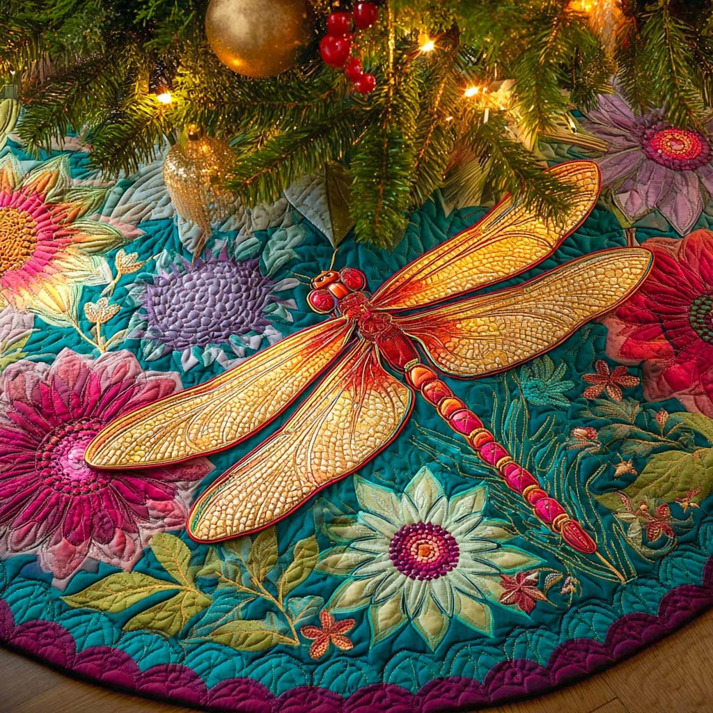 Crimson Twilight Glow Christmas Tree Skirt - Made to Order TREEK101