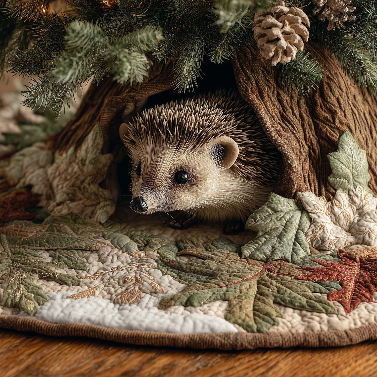 Woodland Hedgehog Christmas Tree Skirt - Made to Order TREEK101