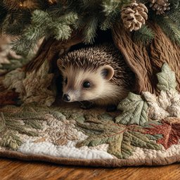 Woodland Hedgehog Christmas Tree Skirt - Made to Order TREEK101